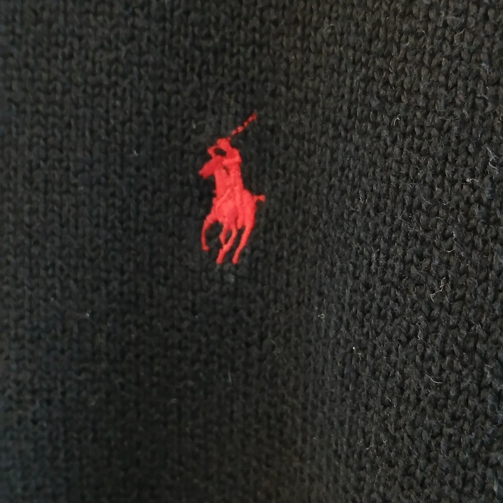 Polo Ralph Lauren Mock‑Neck Quarter‑Zip Sweater – Black w/ Red Pony – 3XLT